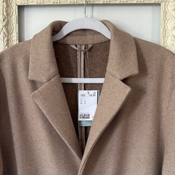 H&M | Men's Slim Fit Tan Wool-Blend Coat - Picture 3 of 13